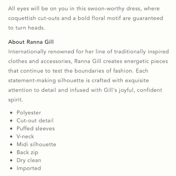 NWT Ranna Gill Floral Cutouts Leopard Print Midi Dress Size Small - Picture 12 of 12